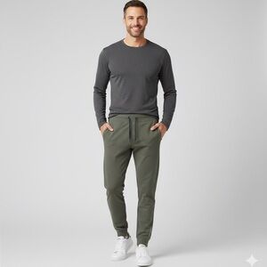 Peter Millar Olive Joggers with Navy Accents